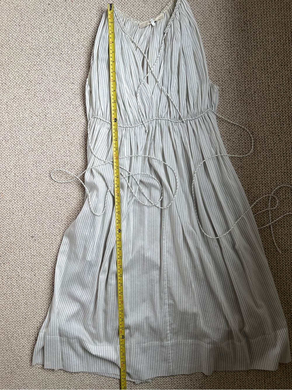 3.1 Phillip Lim White + Light Gray Striped Grecian style Midi Dress | Size 4 - Picture 12 of 13